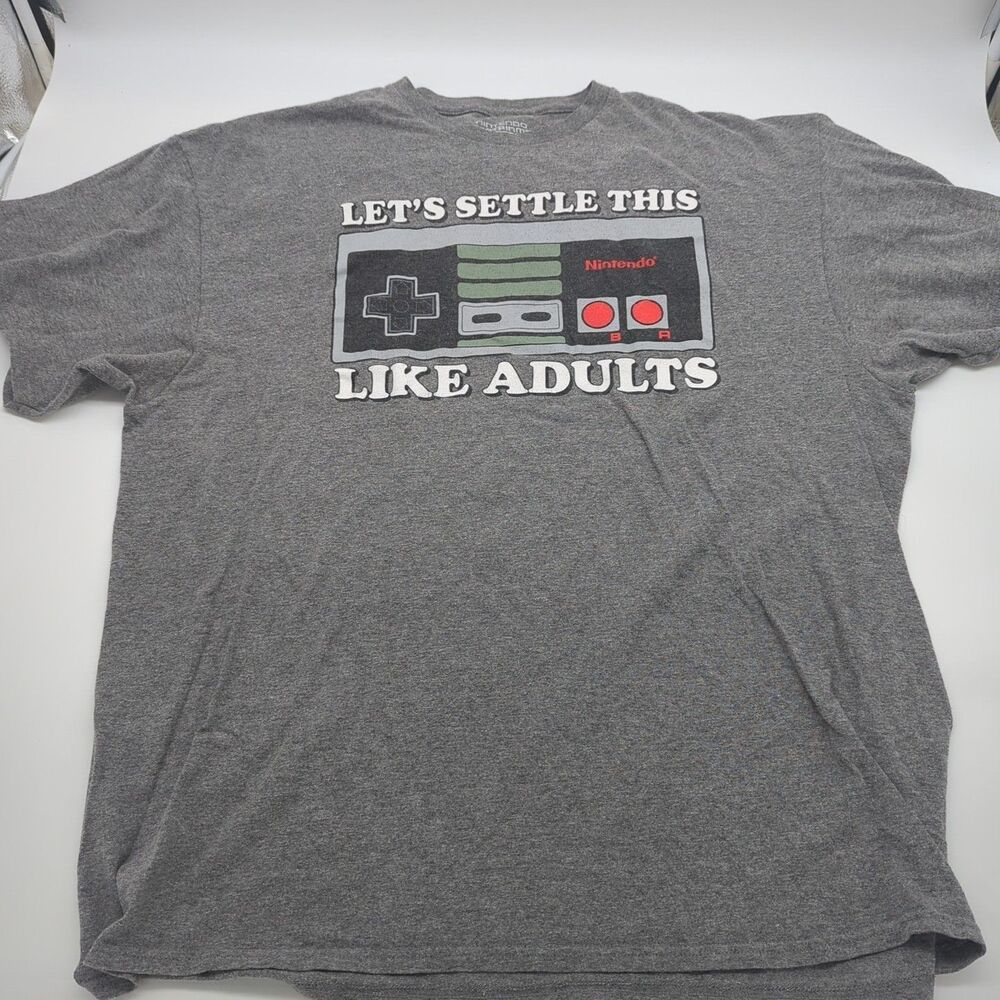 Nintendo Lets Settle This Like Adults Fun Tee Humor Size XL Video Game Merch